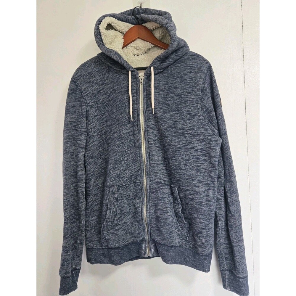 Vintage Hollister Hoodie Mens L Y2K Blue Sherpa-Lined‎ Full Zip Preppy Outdoor